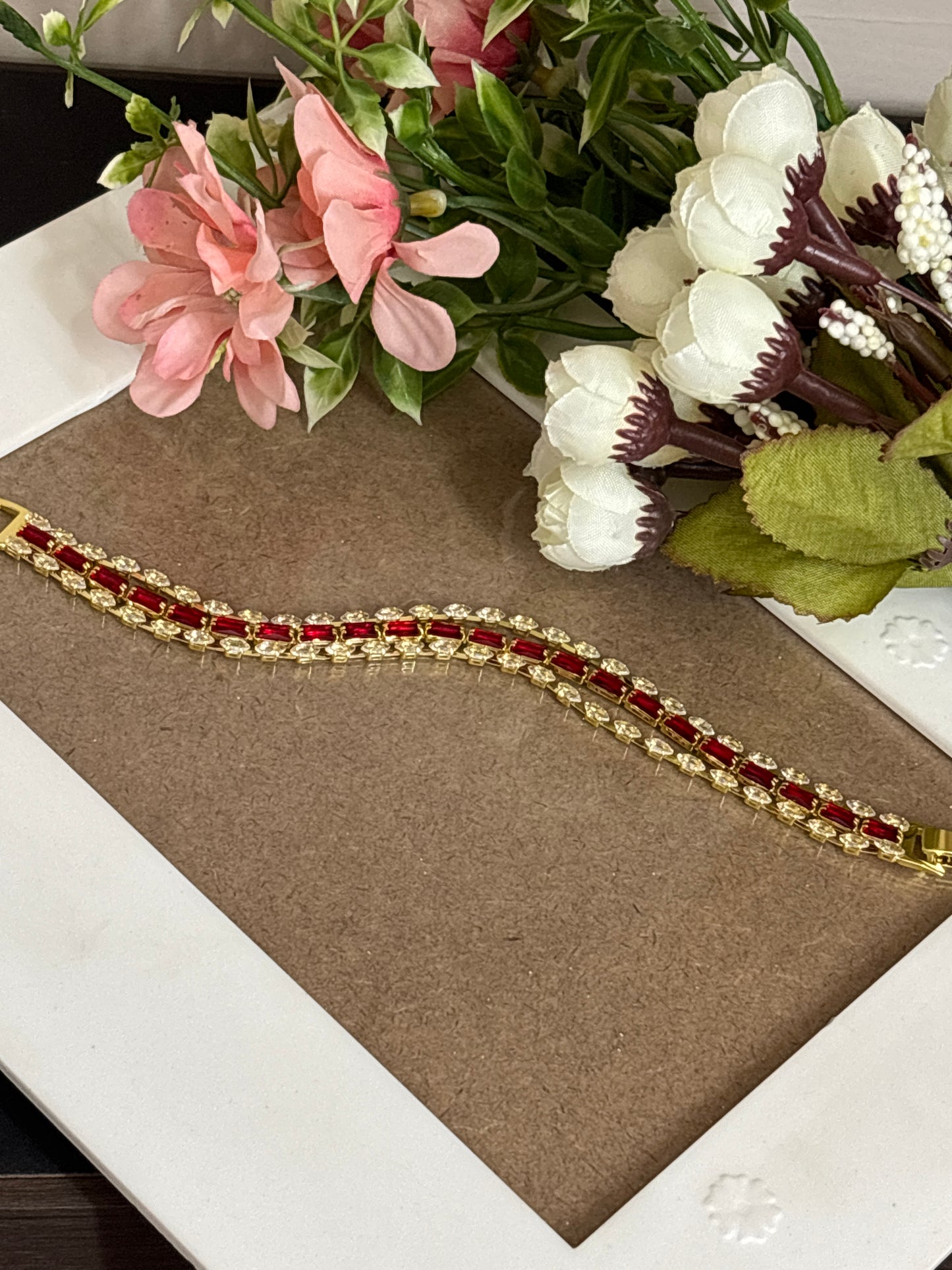 Triple layer red bracelet