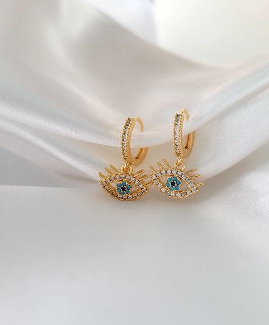 Evil eye spark hoops