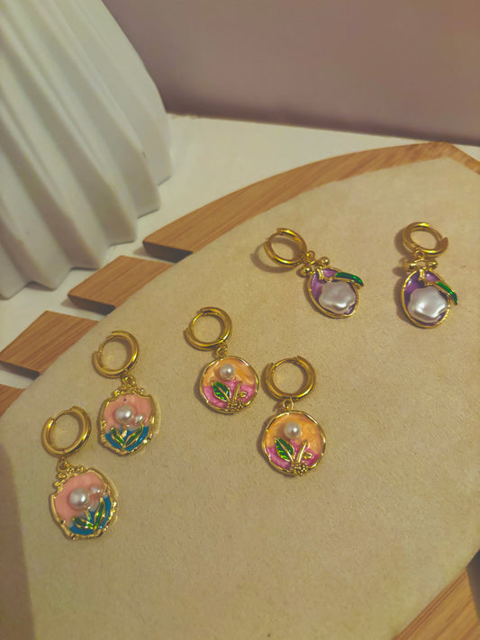 Aubergine charm hoops