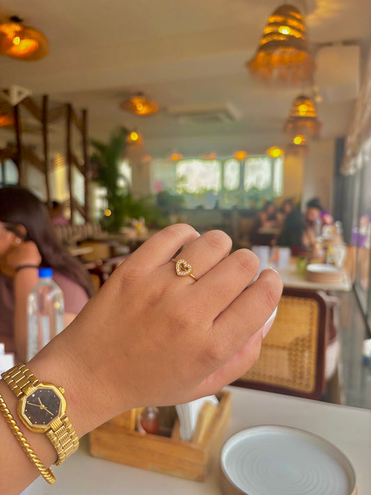 Golden Heartstone Ring