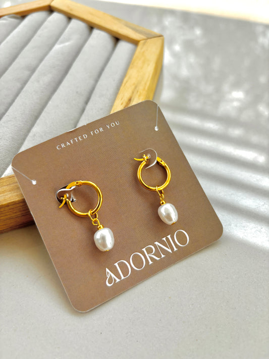 Pearl Drop Hoops