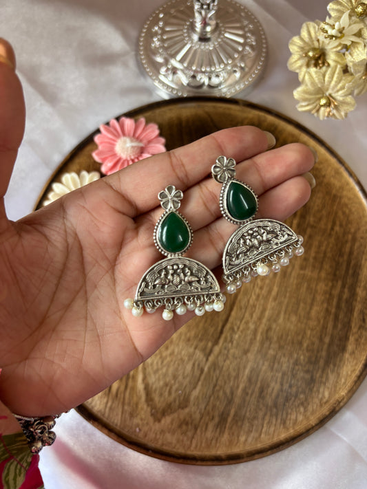 Emerald Elegance Jhumkas