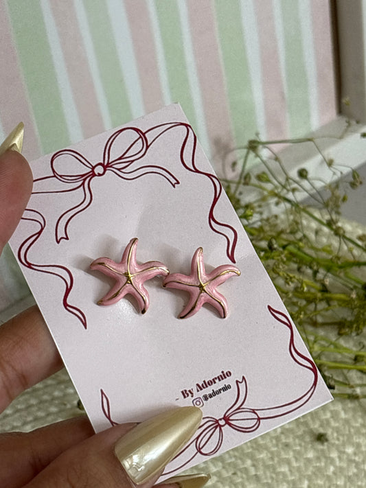 Pink star earings