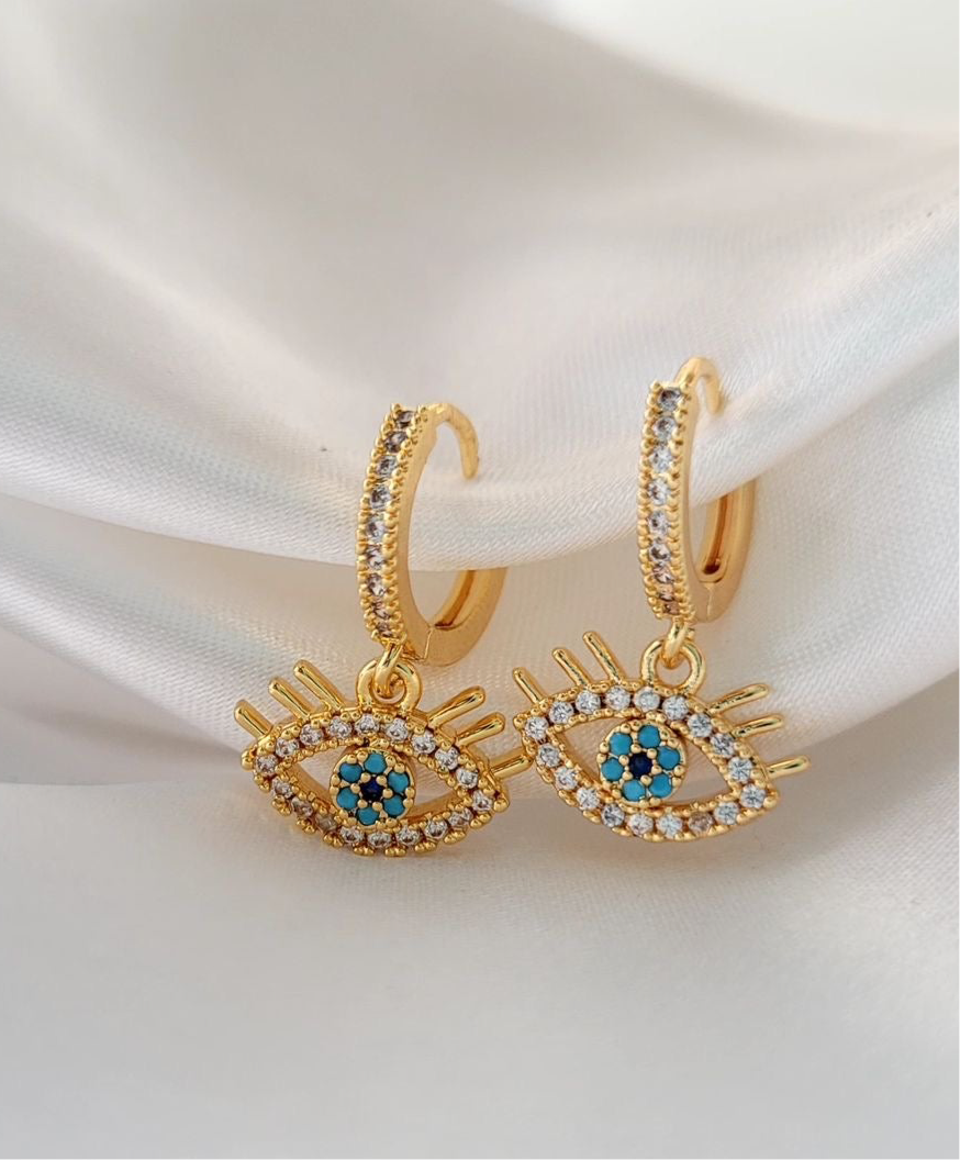 Evil eye spark hoops