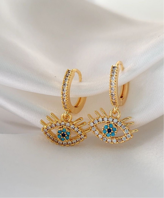 Evil eye spark hoops
