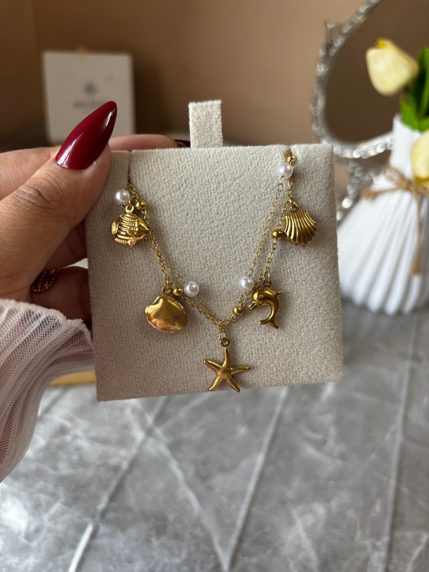 Pearl charm bracelet