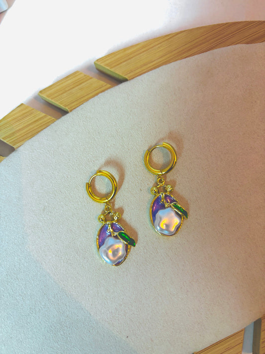 Aubergine charm hoops